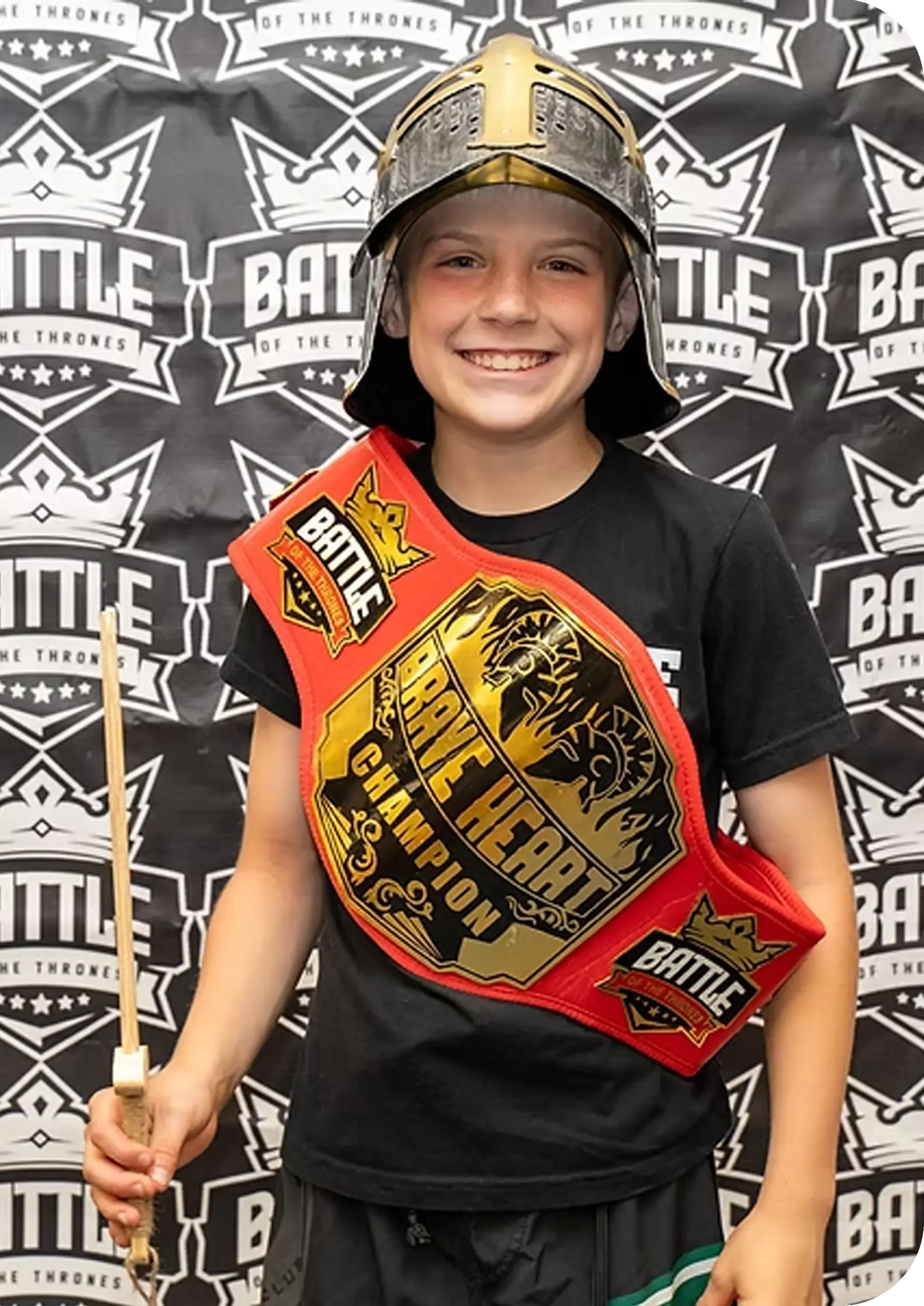 Wrestler holding championship belt